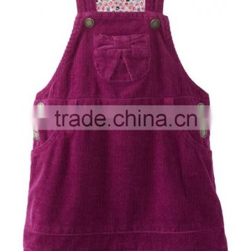 (CD908#)2-10Y OEM Fashion Design Small Girls Dress Popular Baby Girl stripes Corduroy Pinafore Dress with lining