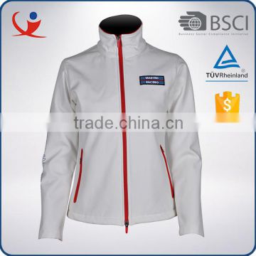 Custom new style cheap white waterproof softshell fabric lady jacket