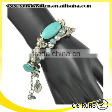 boho style silver turquoise bracelet chunky alloy bracelet