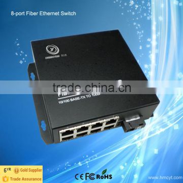 10/100 Fiber to 8 Ethernet port Media Converter Multi Mode ST 2 km