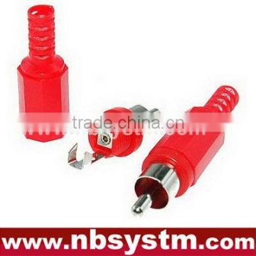 RCA plug with plastic tail red