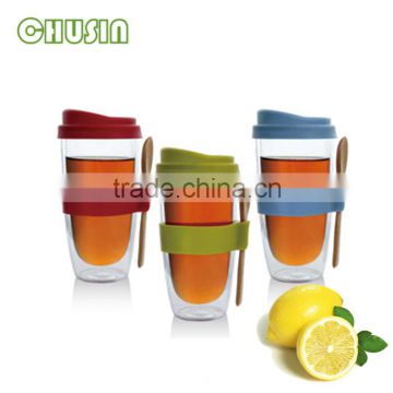 double wall glass mug/glass cup/milk cup/coffee cup