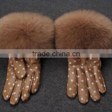 Fashion Leather Fur Gloves Fox Fur Gloves
