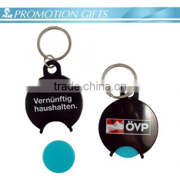 Round Shape Promote Plastic Coin Holder Keychain