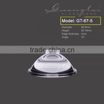 Transparent round glass lens 66.6mm diameter for spotlight /optical glass lens