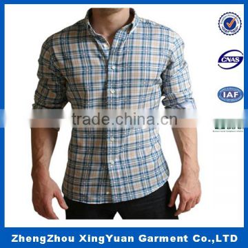 Custom mens long sleeve cotton printing plaid shirts with long sleeve