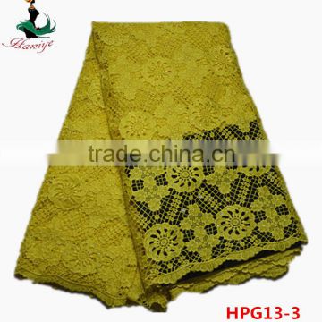 Haniye 2016 newest design wholesale french lace fabric/Wholesale african guipure lace fabric /HPG13