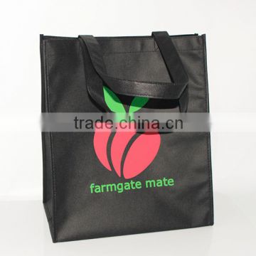 custom made black non woven shopping bag with logo print
