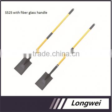 Farm tools Steel garden shovel spade with long fiber glass handle