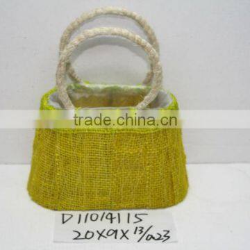 yellow moss and sisal pot baskets bags for decorations