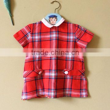 2017 Wholesale kids boutique clothing red plaid baby clothes latest dress frocks designs summer dress