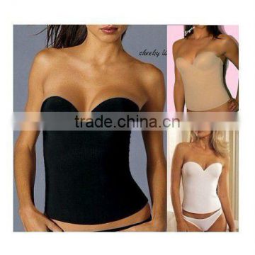 strapless bridal seamless low back bustier corset push up longline