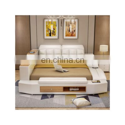 Multi functional modern leather bed 1.8 m double bed massage wood beds