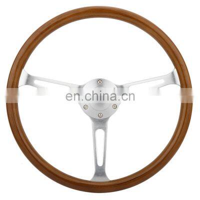 Universal car wooden steering wheel, 380mm steering wheel retro wood flat , vintage steering wheels for sale