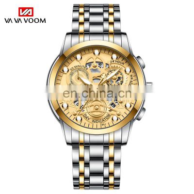 VAVA VOOM  2451 Men's Business Watch Design Fashion Style Stainless Steel Quartz Movement Calendar Waterproof WristWatch