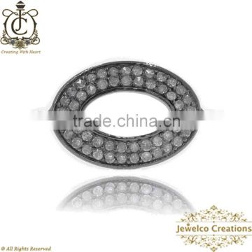 Oval Connector Findings Jewelry, Silver Pave Diamond Findings Jewelry, Vintage Jewelry Supplier