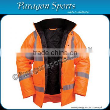 Hi-vis reversible safety bomber jacket with Reflective Tape, Orange color