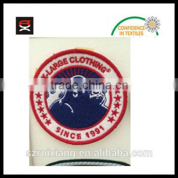 Customized merrowed border woven patch for clothing