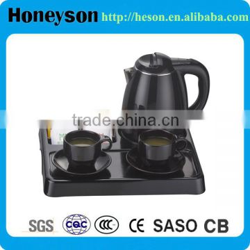 hotel guest room equipment electric water kettle and service tray and sachet holder set