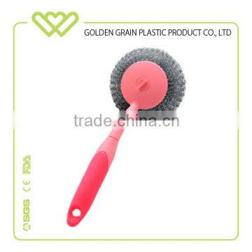 Factory cheap Hang type plastic brush With steel ball Colour pot brush wholesale