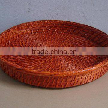 orange bamboo & rattan storage tray
