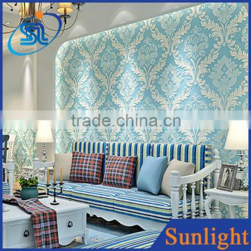 European classic interior luxury wallpaper stereoscopic damascus pattern wallpaper non-woven 3d wallpaper for home decoration