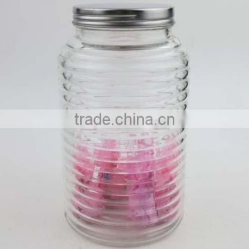 New Design Glass Jar with Metal Cover, Glass Cookie Jar