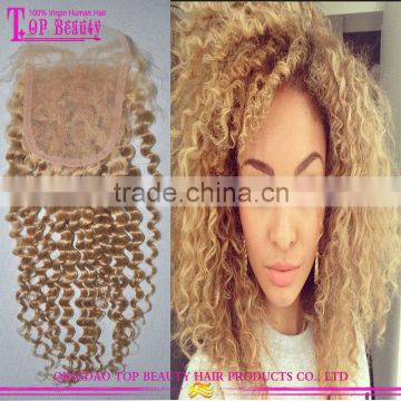 Factory Price Good Quality 613 Kinky Curly hair closure 100% Brazilian Hair Closure