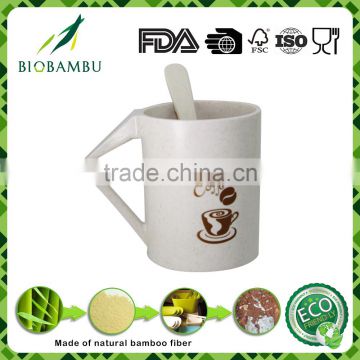 No pollution Customized bamboo fibre serving coffee cup with spoon