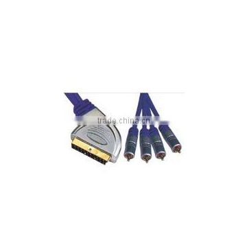 21 PIN Plug Scart(120) to 4RCA Plug Scart cable