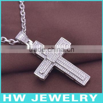 HWMCP1272 micro pave setting sterling silver cross pendant