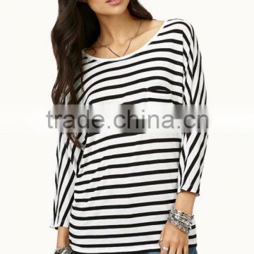 2014 plus size t shirt striped long sleeve t shirt fashion woman long sleeve t shirt