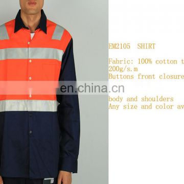 T-shirt /High Visibility Safety Shirt / Mens T-shirt With Long Sleeves 100%Cotton Twill