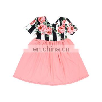 Girl Stripe Flower Twirl Dress Baby Frock Design Pictures Kids Summer Clothes 2019