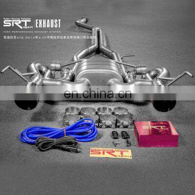 super racing tailpipe car exhaust for Cadillac ATS with blue tips cat back with quad double tip