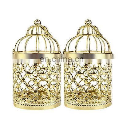 New product European golden electroplating metal craft products birdcage candlestick home furnishings wedding