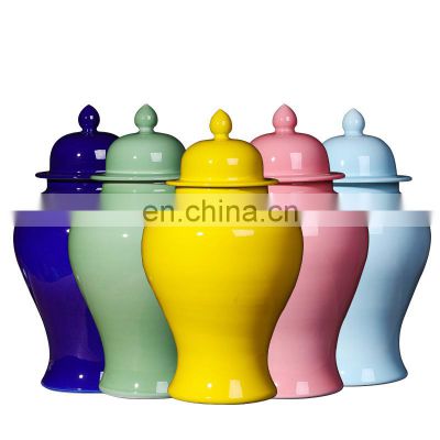 Good quality home decorative porcelain green ceramic storage jar