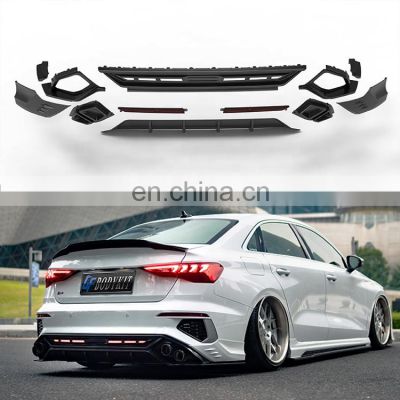 Wholesale high quality car wide body kit rear bumper rear lip diffuser protector for Audi A3 2020 2021