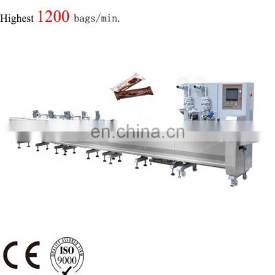 50-1200bags/min High Speed Chocolate Candy Bar Pillow Package Mini Flow Pack horizontal pillow pack packaging machine