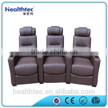 Genuine Leather Cinema Sofa With 3 Seats And Drink Refrigeration