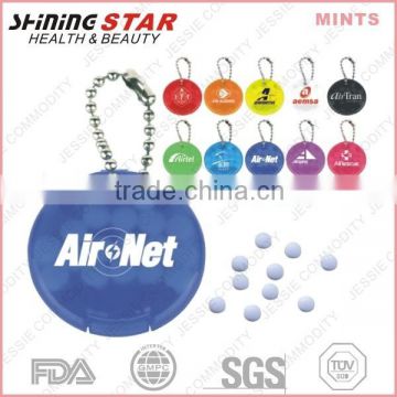 round shape high quality mints for promotion with key chain