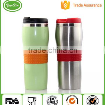 Stainless Steel Travel Mug with screw lid With Silicone sleeve