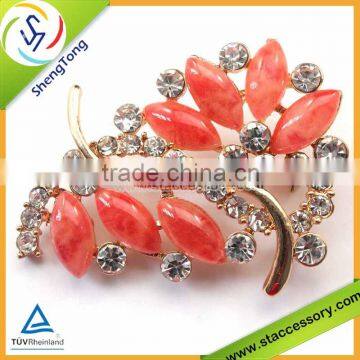 Orange Gem Rhinestone Brooch