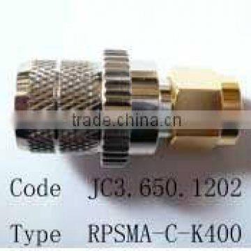 SMA reverse polarity, SMA male body with socket, crimp for LMR400 cable