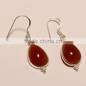 E0186-925 STERLING SILVER RED ONYX EARRING 3.46