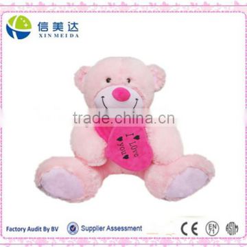 Plush Soft Pink Teddy Bear with "I LOVE YOU" heart