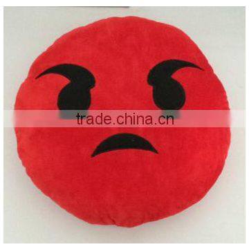 Home Textile Wholesale Custom Sew Red Angry Round Cushion Pillow Stuffed Plush Soft Toy
