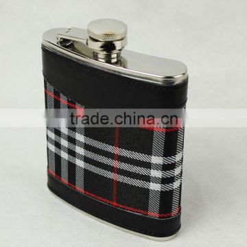Mini 6oz stainless steel leather flask