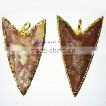 Handmade Arrowhead Pendants: Fancy Carved Electroplated Arrowhead Pendants