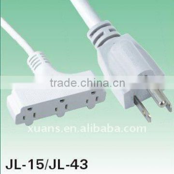 UL listed 3prong nema 5-15p plug usa extension cord